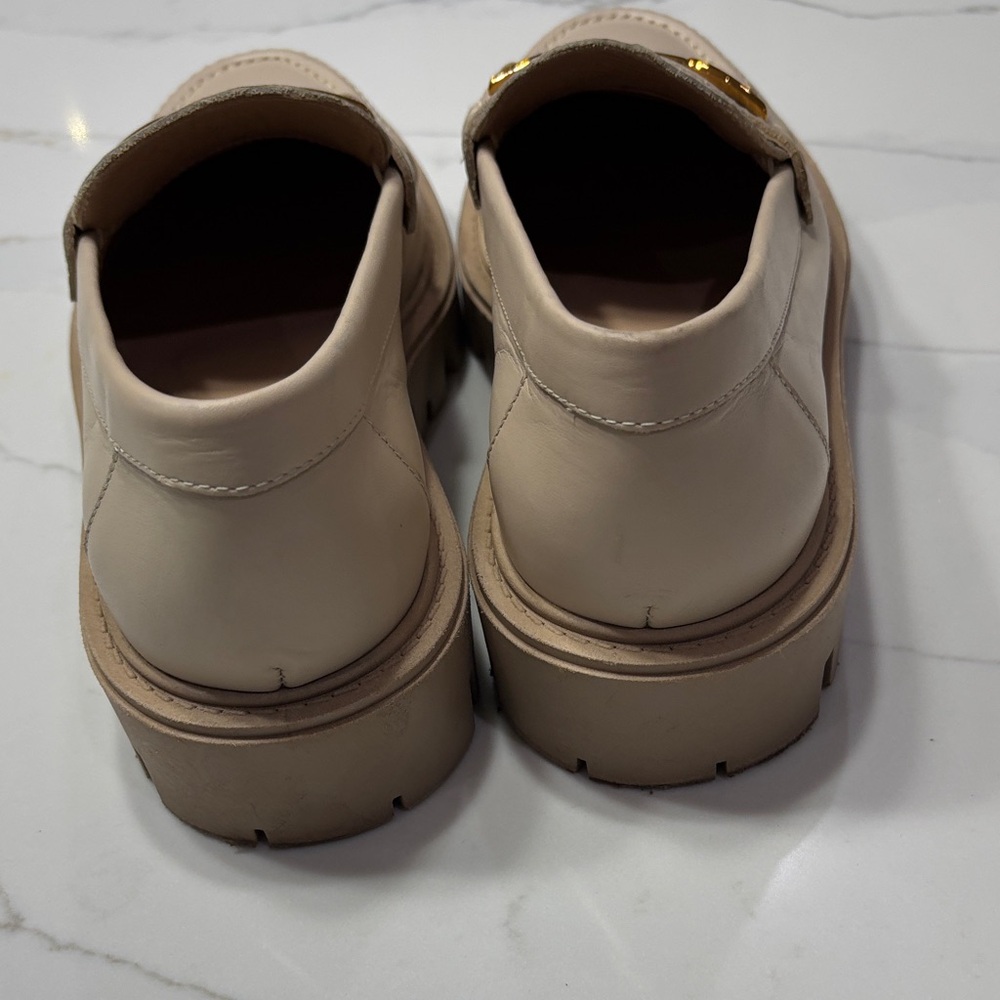 Zara Beige Loafers with Gold Buckle Detail - Picture 9 of 17